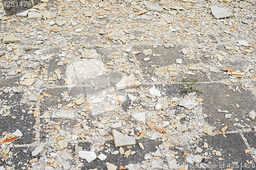 Image of Construction debris on the pavement