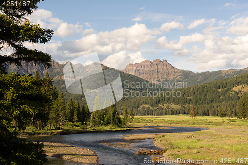 Image of Lamer River Flows Through Valley Yellowstone National Park