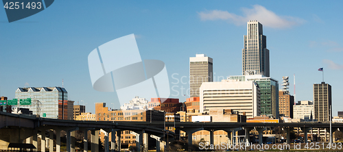 Image of Omaha Nebraska Downtown City Skyline Highway Overpass