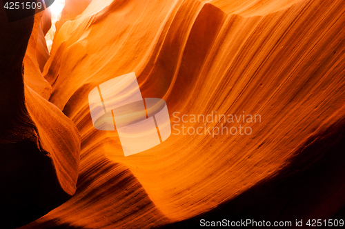 Image of Sunlight Beams Through Crevasse Sandstone Rock Antelope Slot Can