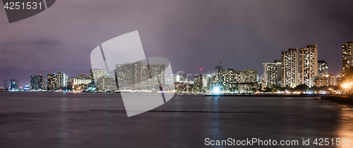 Image of Honolulu Hawaii Night Waikiki Skyline Oahu Island