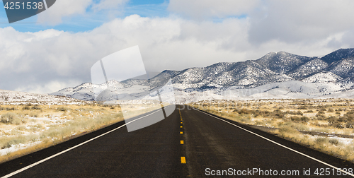 Image of Winter Landscape Panoramic Great Basin Central Nevada Highway
