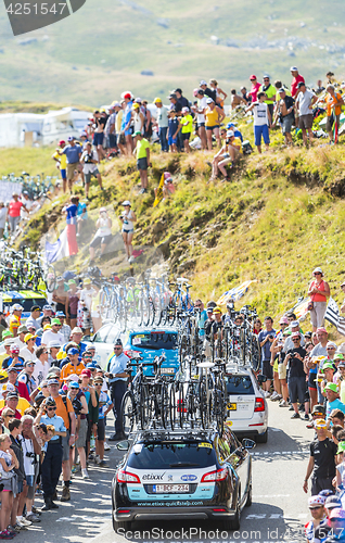 Image of Row of Technical Cars in Mountains - Tour de France 2016