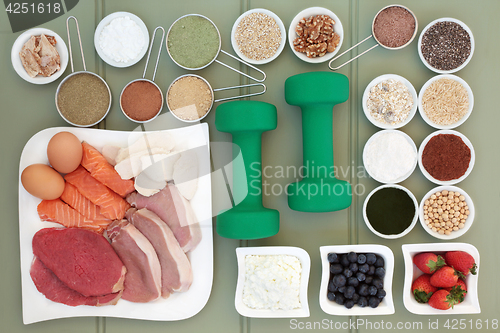 Image of Super Food and Dumbbells for Body Builders