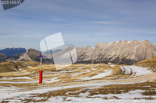 Image of Ski Domain Wthout Snow in Winter