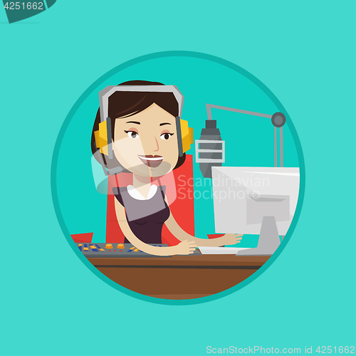 Image of Female dj working on the radio vector illustration