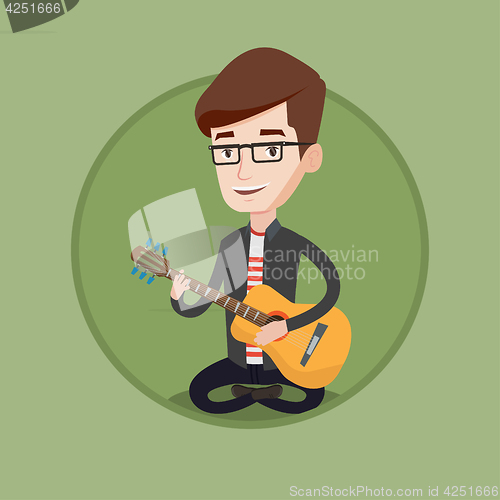 Image of Man playing acoustic guitar vector illustration.