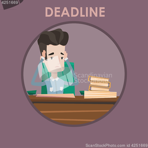 Image of Businessman having problem with deadline.