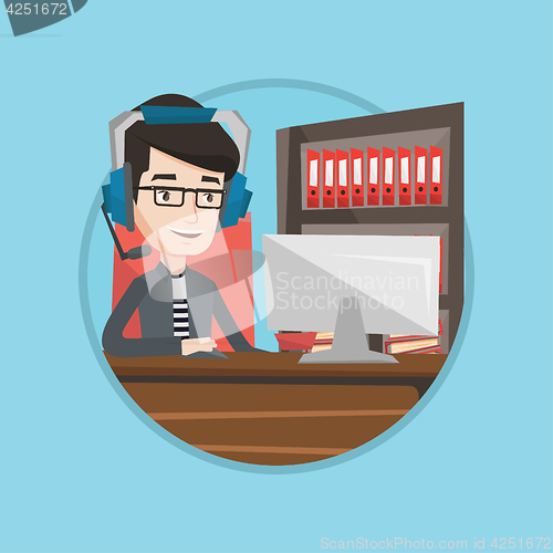 Image of Man playing computer game vector illustration.