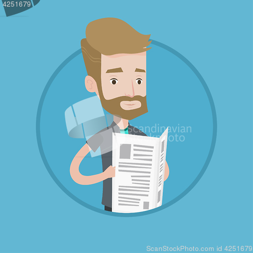 Image of Man reading newspaper vector illustration.