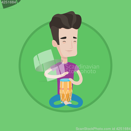 Image of Man playing ethnic drum vector illustration.