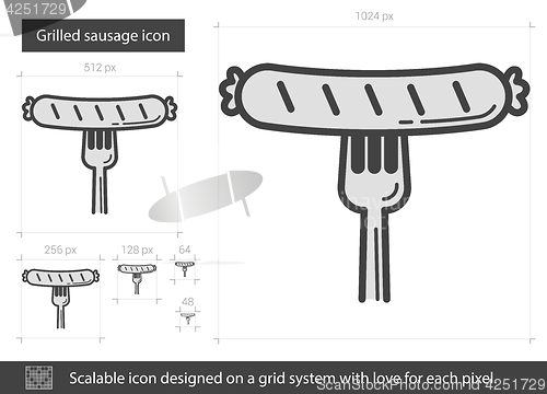 Image of Grilled sausage line icon.