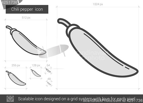 Image of Chili pepper line icon.