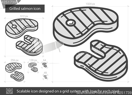 Image of Grilled steak line icon.