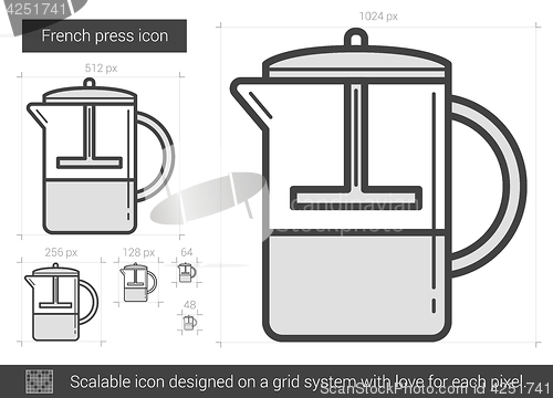 Image of French press line icon.