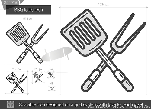 Image of BBQ tools line icon.