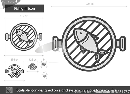 Image of Fish grill line icon.