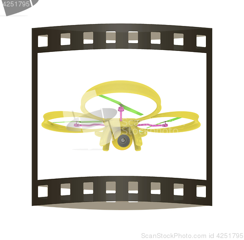 Image of Drone, quadrocopter, with photo camera flying. 3d render. The fi