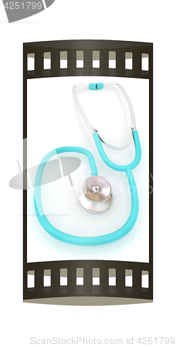 Image of stethoscope. 3d illustration. The film strip