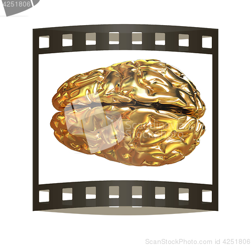 Image of Gold brain. 3d render