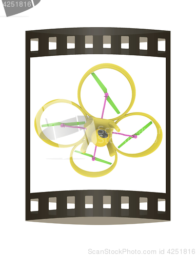 Image of Drone, quadrocopter, with photo camera flying. 3d render. The fi