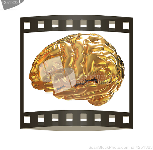 Image of Gold brain. 3d render
