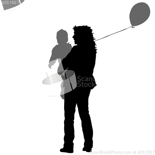 Image of Silhouette of happy family on a white background. illustration.