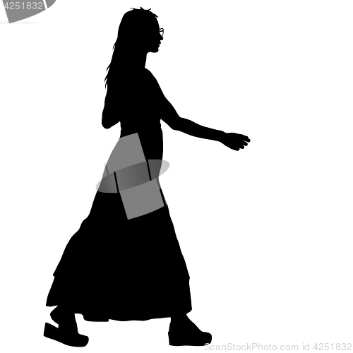 Image of Black silhouette woman standing, people on white background