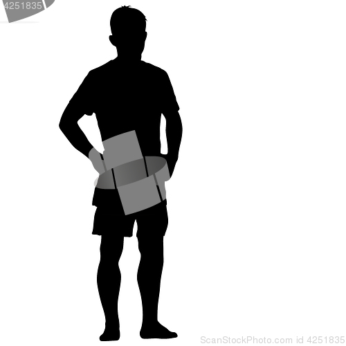 Image of Black silhouette man standing, people on white background