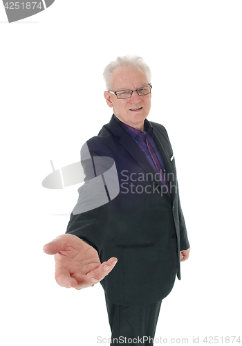 Image of Business man with outstretched hand.