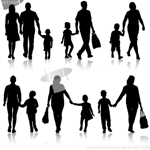 Image of Set silhouette of happy family on a white background. illustration.