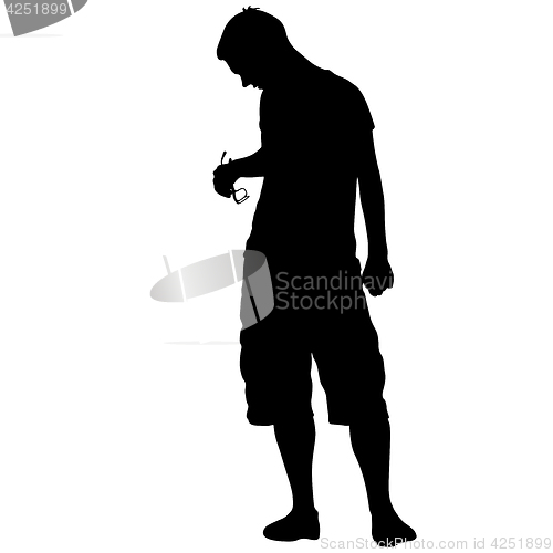 Image of Black silhouette man standing, people on white background