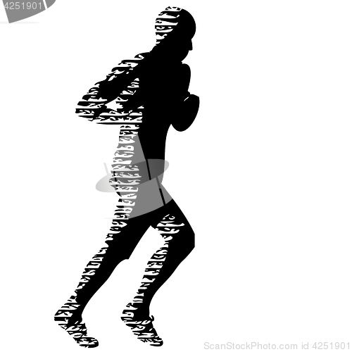 Image of Black Silhouettes Runners sprint men on white background