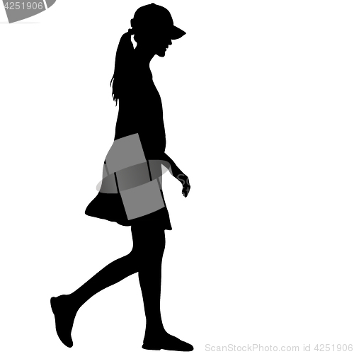 Image of Black silhouette woman standing, people on white background