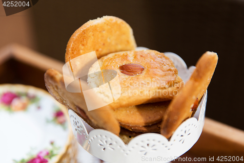 Image of close up of almond cookies in vase