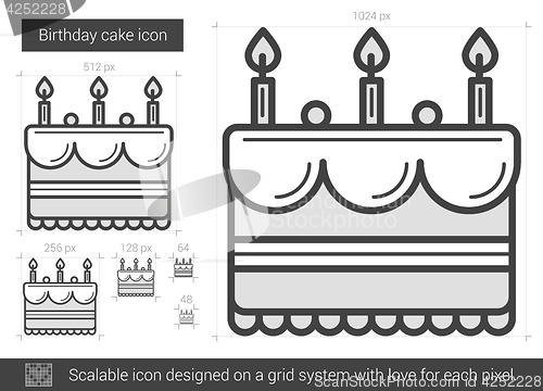 Image of Birthday cake line icon.