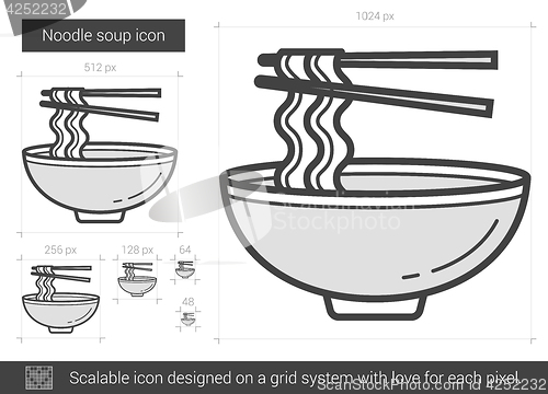 Image of Noodle soup line icon.
