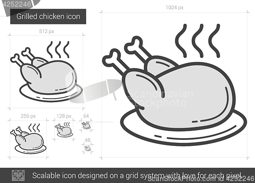 Image of Grilled chicken line icon.