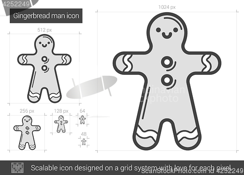 Image of Gingerbread man line icon.