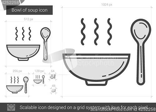 Image of Bowl of soup line icon.