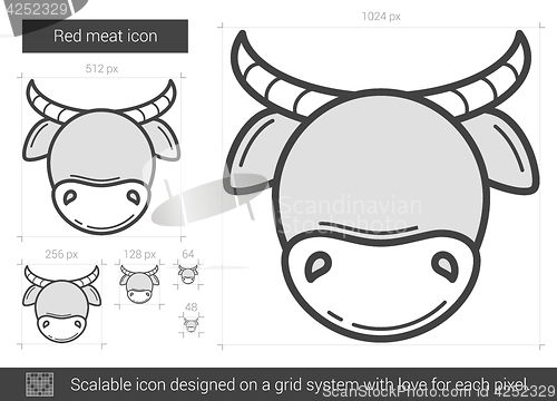 Image of Red meat line icon.