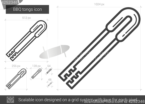 Image of BBQ tongs line icon.