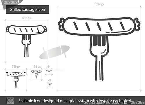 Image of Grilled sausage line icon.