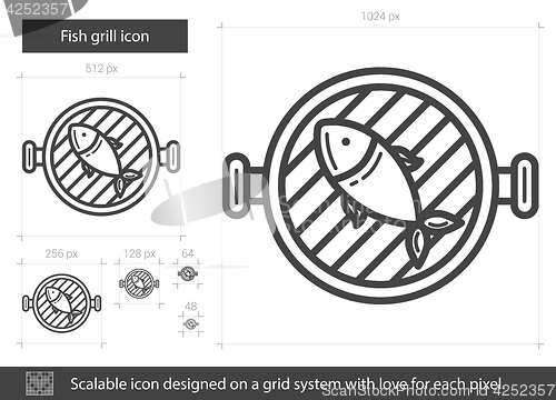 Image of Fish grill line icon.