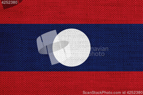 Image of Flag of Laos on old linen