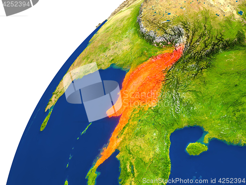 Image of Country of Myanmar satellite view