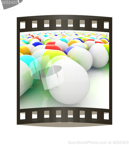 Image of Tablets background. 3D illustration. The film strip