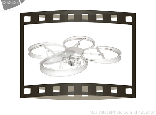 Image of Drone, quadrocopter, with photo camera flying. 3d render. The fi