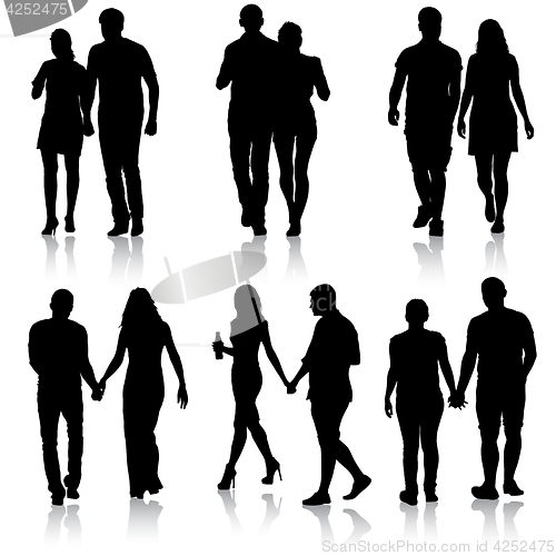 Image of Couples man and woman silhouettes on a white background. illustration