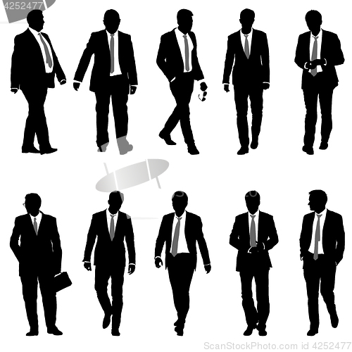 Image of Set silhouette businessman man in suit with tie on a white background. illustration